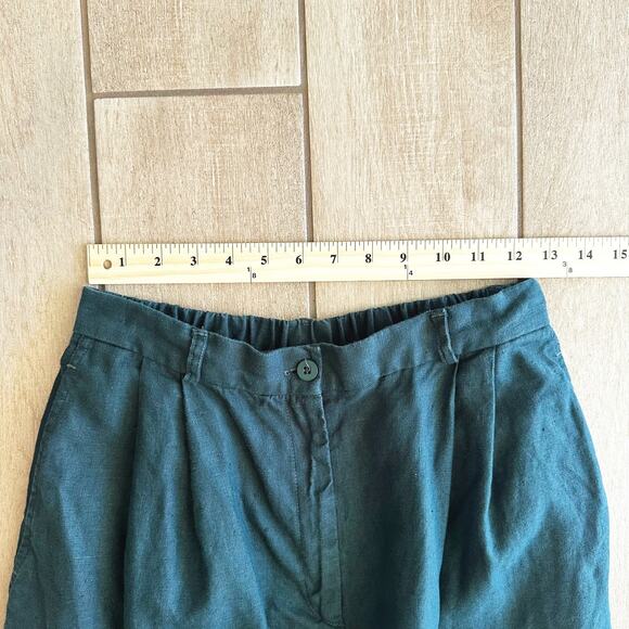Eileen Fisher Wide Leg 100% Linen Trouser Pants Large Pleated Minimalist Classic - Picture 6 of 9